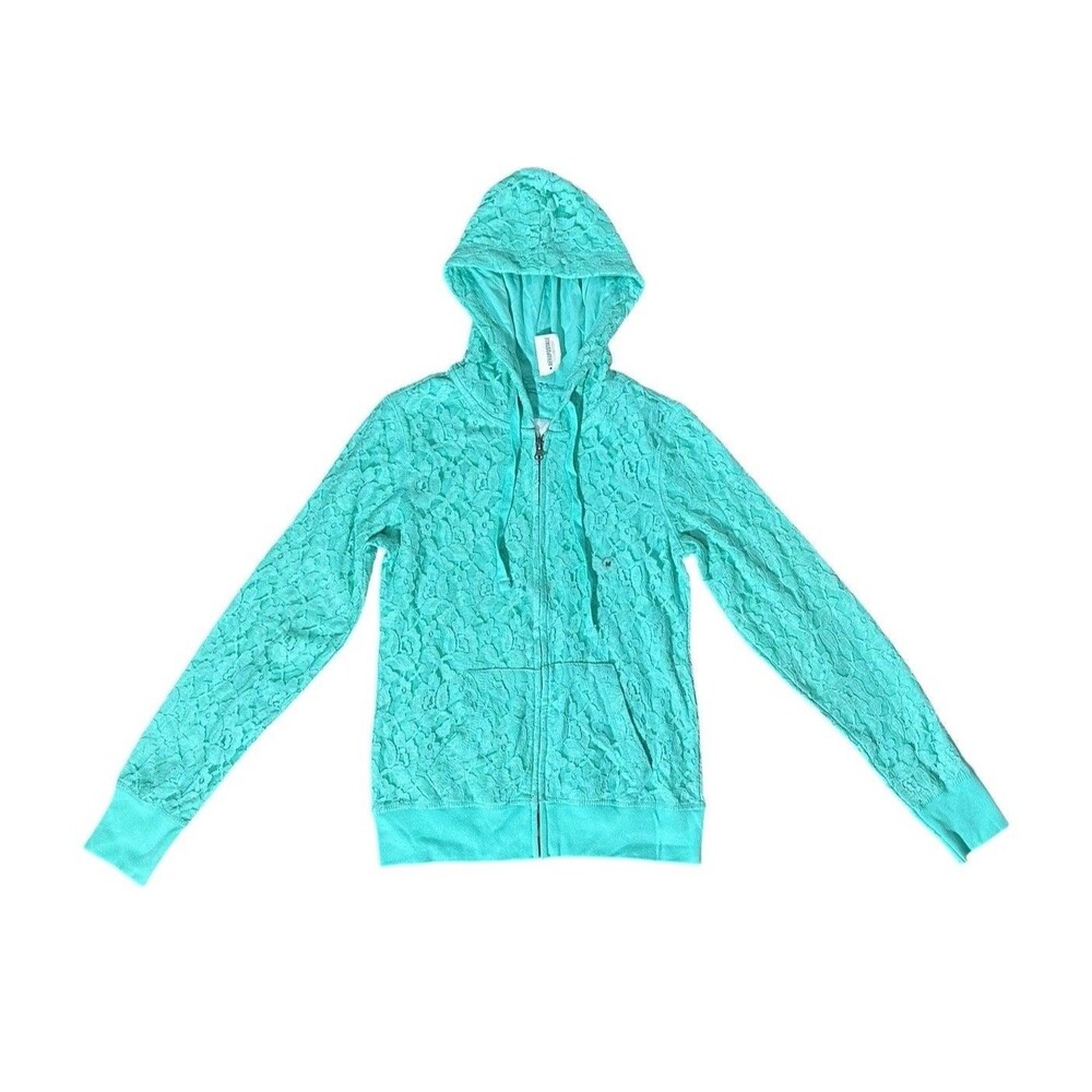 Y2K Aeropostale Floral Laced Full Zip Blue/Green Hoodie Women's M New NWT 1146